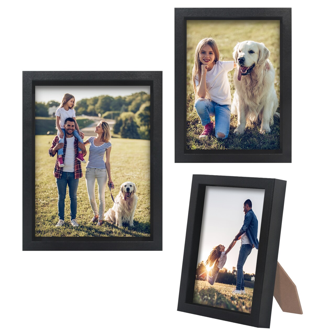Americanflat Set of 3 Picture Frames - Includes 4x6, 5x7, 6x8 Frames - Black Picture Frames with Deep, High-Quality Molding and Shatter-Resistant Glass for Tabletop or Wall Display